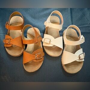 BUNDLE Toddler White and Tan Sandals